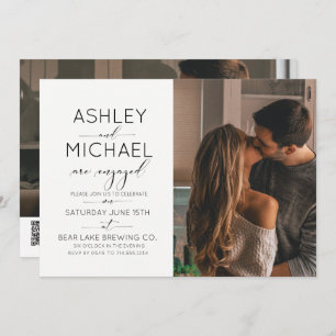 Invitation Calligraphie 2 Photo QR Code Engagement Party