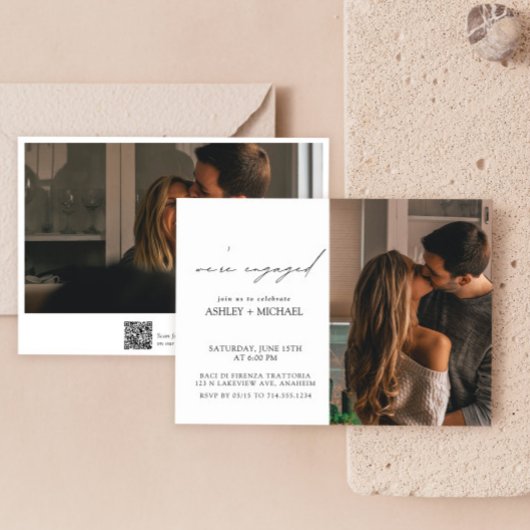 Invitation Calligraphie 2 Photo QR Code Engagement Party