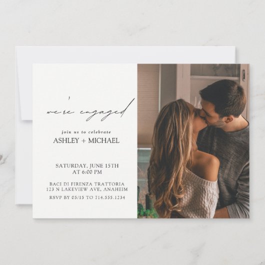 Invitation Calligraphie 2 Photo QR Code Engagement Party (Devant)