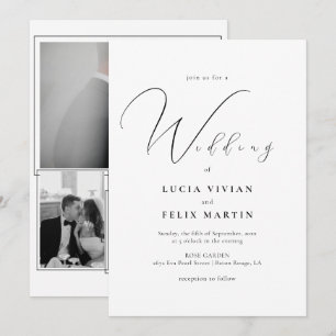 Invitation Calligraphie 3 Photo Mariage noir et blanc