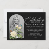 Invitation Calligraphie à fleurs blanches Célébration de la v (Devant)