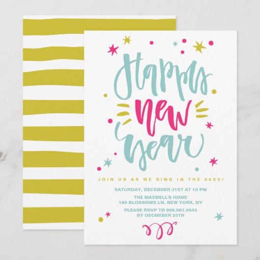 Invitation Calligraphie amusante et festive Fête de la Réveil (Devant / Derrière)