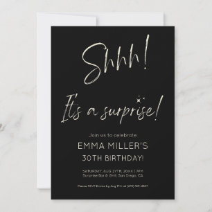 Invitation Calligraphie Anniversaire Surprise Minimaliste