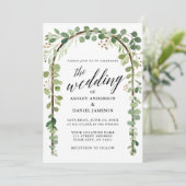 Invitation Calligraphie Aquarelle Botanique Arc Mariage (Debout devant)