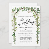 Invitation Calligraphie Aquarelle Botanique Arc Mariage (Devant / Derrière)