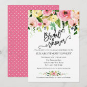 Invitation Calligraphie Aquarelle Fête des mariées florale (Devant / Derrière)