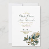 Invitation Calligraphie aquarelle feuille d'eucalyptus modern (Devant)