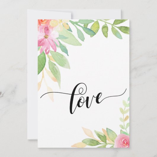 Invitation Calligraphie Aquarelle Fleurs Réception de Mariage (Dos)