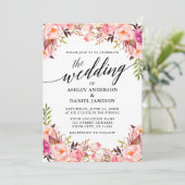 Invitation Calligraphie Aquarelle rose Blush FlorMariage (Debout devant)