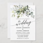 Invitation Calligraphie Aquarelle Verdure Mariage (Devant)