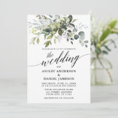 Invitation Calligraphie Aquarelle Verdure Mariage (Debout devant)