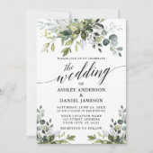 Invitation Calligraphie Aquarelle Verdure Mariage photo (Devant)