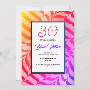 Invitation Calligraphie arc-en-ciel Stripes de tigre psychédé