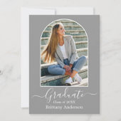 Invitation Calligraphie Arc moderne Gris Graduation Party (Devant)