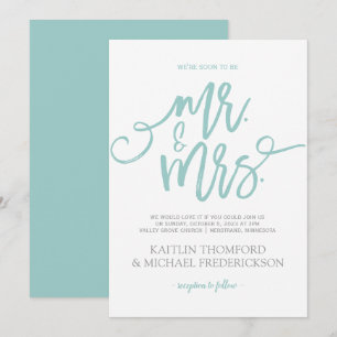 Invitation Calligraphie au Pinceau Turquoise Cla