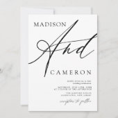 Invitation Calligraphie audacieuse "et" Mariage noir et blanc (Devant)