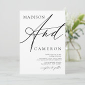 Invitation Calligraphie audacieuse "et" Mariage noir et blanc (Debout devant)