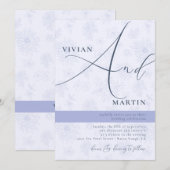 Invitation Calligraphie Big Bold "And" Dusty Blue Mariage (Devant / Derrière)