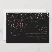 Invitation Calligraphie Black Rose Gold Confetti 30e annivers (Devant)