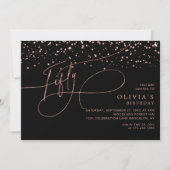 Invitation Calligraphie Black Rose Gold Confetti 50e annivers (Devant)