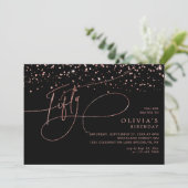 Invitation Calligraphie Black Rose Gold Confetti 50e annivers (Debout devant)