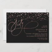 Invitation Calligraphie Black Rose Gold Confetti 60e annivers (Devant)