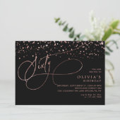 Invitation Calligraphie Black Rose Gold Confetti 60e annivers (Debout devant)