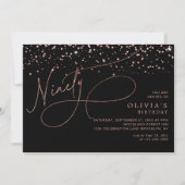 Invitation Calligraphie Black Rose Gold Confetti 90e annivers (Devant)