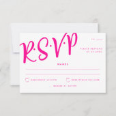 Invitation Calligraphie blanc rose chaud Mariage RSVP (Devant)