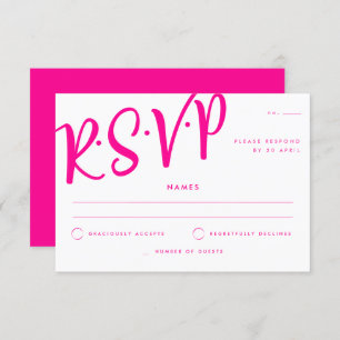 Invitation Calligraphie blanc rose chaud Mariage RSVP