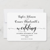 Invitation Calligraphie blanche et noire Mariage Enregistrer (Dos)