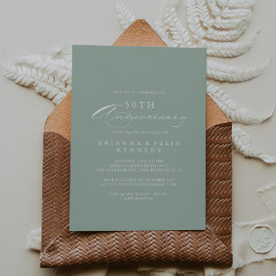 Invitation Calligraphie blanche verte 50e anniversaire de Mar