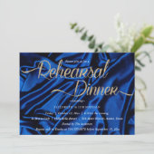 Invitation Calligraphie Bleue Chic Dîner De Répétition Minima (Debout devant)