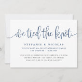 Invitation Calligraphie Bleue Marine Nous Avons Lié Le Mariag (Devant)