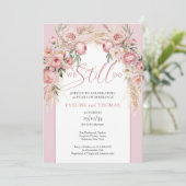 Invitation Calligraphie blush peonies pampas arche nous faiso (Debout devant)