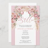 Invitation Calligraphie blush peonies pampas arche nous faiso (Devant / Derrière)