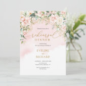 Invitation Calligraphie blush rose eucalyptus or répétition (Debout devant)