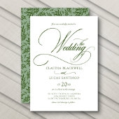 Invitation Calligraphie botanique Mariage vert