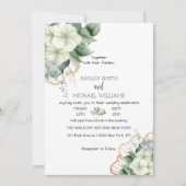 Invitation Calligraphie botanique Verdure rustique Or floral (Devant)