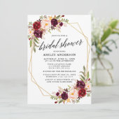 Invitation Calligraphie Bourgogne Fête des mariées géométriqu (Debout devant)