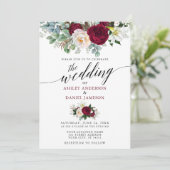 Invitation Calligraphie Bourgogne Flore Mariage B (Debout devant)