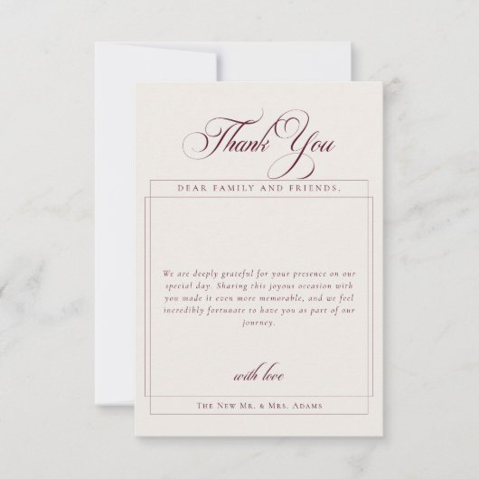 Invitation Calligraphie Bourguignonne Classique Photo Simple (Devant)