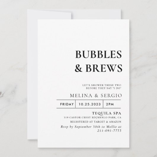 Invitation Calligraphie Bulles & Brews Brive douche (Devant)