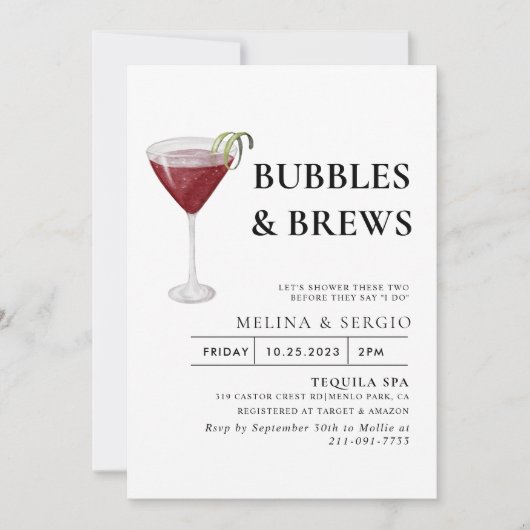 Invitation Calligraphie Bulles & Brews Brive douche (Devant)