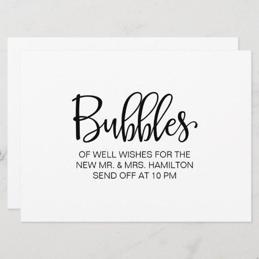 Invitation Calligraphie | "Bulles" Custom Send sign (Devant / Derrière)