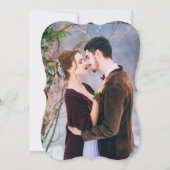 Invitation Calligraphie Burgundy Blue Floral Mariage photo (Dos)