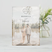 Invitation Calligraphie cardiaque esquissée Mariage photo rom (Debout devant)