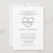 Invitation Calligraphie cardiaque esquissée Mariage photo rom (Dos)