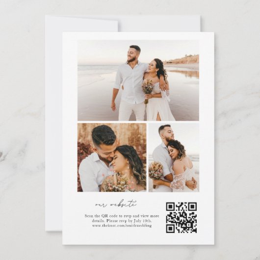 Invitation Calligraphie cardiaque moderne Collage photo Code  (Dos)