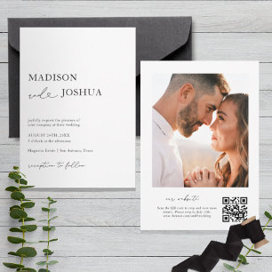 Invitation Calligraphie cardiaque moderne Photo QR Code Invit